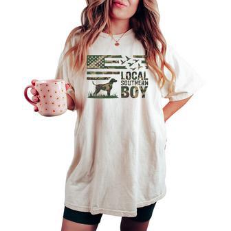 Youth Boy Local Camo Duck Hunting Camouflage American Flag Women's Oversized Comfort T-shirt | Mazezy