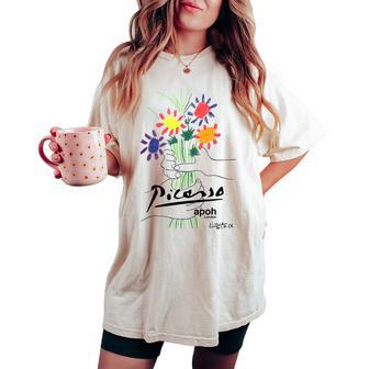ピカソ 花 描画 クラシック アート グラフィック レディースオーバーサイズコンフォートTシャツ - Kawaiitshirt