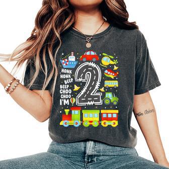 2 Years Old Boys Girls Kids 2Nd Birthday Transportation Women's Oversized Comfort T-Shirt - Thegiftio UK