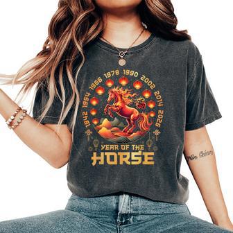 2026 Year Of Fire Horse Chinese Zodiac New Year Tet Women's Oversized Comfort T-Shirt - Monsterry UK