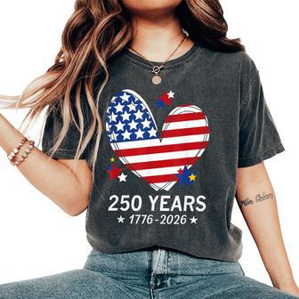 250Th Anniversary America Flag Heart 250 Year Girls Women's Oversized Comfort T-Shirt - Thegiftio UK