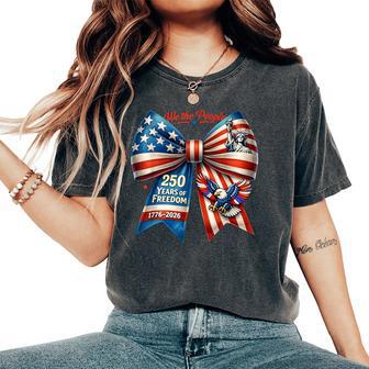 250Th Anniversary Usa Flag Ribbon Ladies Bow 250 Year Women Women's Oversized Comfort T-Shirt - Thegiftio UK
