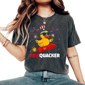 4Th Of July Duck Firequacker Patriotic Fourth Of July Women's Oversized Comfort T-Shirt - Thegiftio UK