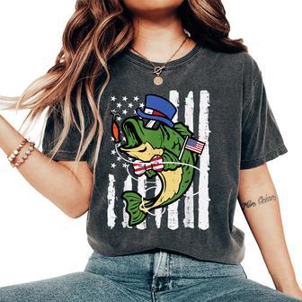 4Th July Fish American Flag Fishing Patriotic Kids Women's Oversized Comfort T-Shirt - Thegiftio UK