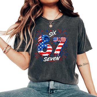4Th Of July Funn 67 Six Seven Meme Patriotic Kid Women's Oversized Comfort T-Shirt - Thegiftio UK