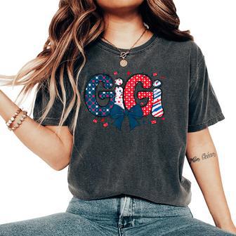 4Th July Gigi Coquette Red White And Blue Independence Day Women's Oversized Comfort T-Shirt - Thegiftio UK