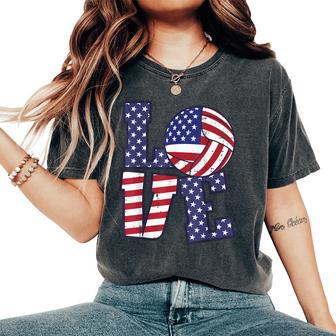 4Th Of July Love Volleyball Us Flag Girls Kid Women's Oversized Comfort T-Shirt - Thegiftio UK