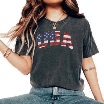 4Th Of July Usa America Flag Vintage Patriot Kids Women's Oversized Comfort T-Shirt - Thegiftio UK