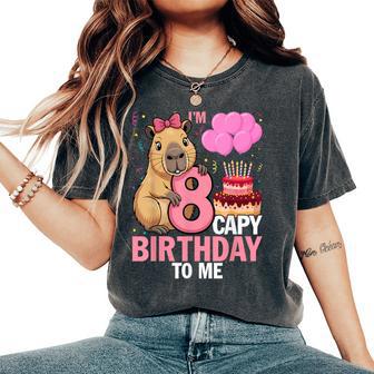 8 Years Capy To Me Girls 8Th Birthday Capybara Women's Oversized Comfort T-Shirt - Thegiftio UK