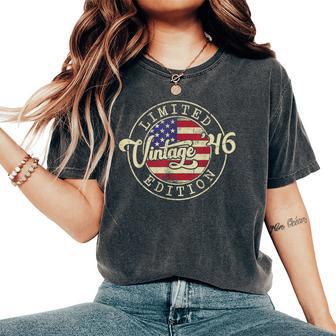 80Th Birthday Vintage 1946 Us Flag 80 Years Old Women's Oversized Comfort T-Shirt - Thegiftio UK