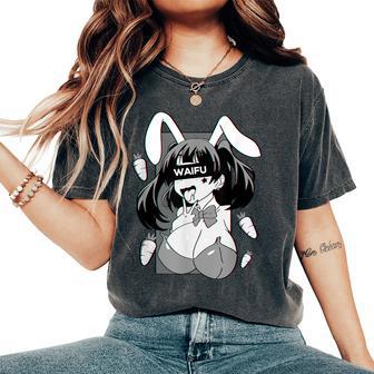 Ahegao Lewd アニメ 顔とウサギの女の子 コスチューム オタク用 レディースオーバーサイズコンフォートTシャツ - Kawaiitshirt
