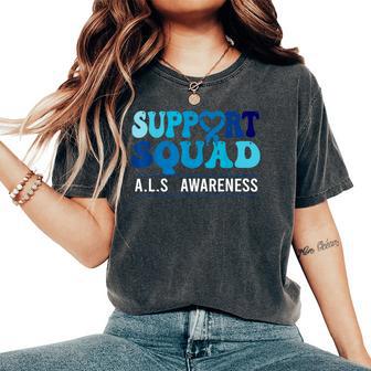 Als Awareness Support Squad Groovy Als Awareness Als Support Women's Oversized Comfort T-Shirt - Thegiftio UK