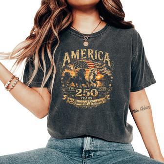 America 250 Years Legacy Of Freedom Patriotic Horse Usa Flag Women's Oversized Comfort T-Shirt - Thegiftio UK