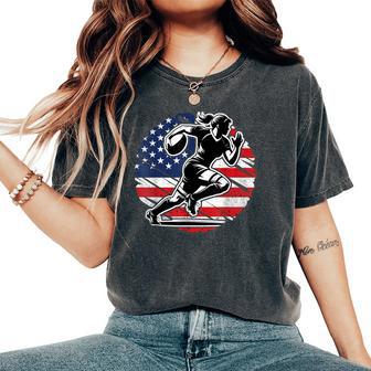 American Rugby Player Woman Flag Usa United States Women's Oversized Comfort T-Shirt - Thegiftio UK