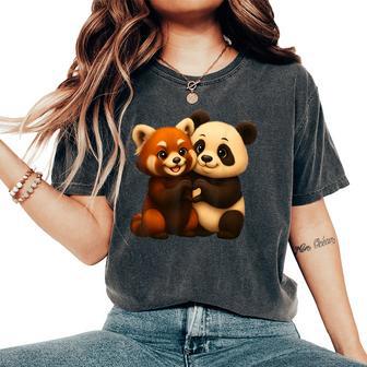 Amoureux Du Panda Mignon Et Du Panda Roux T-shirt oversize confortable pour femme - Cadeauxyz
