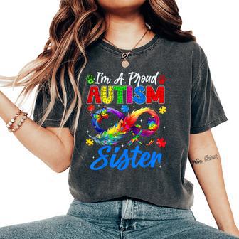 Autism Awareness Proud Sister Butterflies Family Matching Women's Oversized Comfort T-Shirt - Thegiftio UK