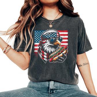 Bald Eagle Us Flag Hotdog Freedom Patriotic Kids Women's Oversized Comfort T-Shirt - Thegiftio UK