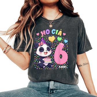 Bambina Con Tema Panda Compleanno Ho Già 6 Anni T-shirt comoda oversize da donna - Novitaregali