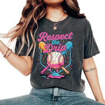 Baseball Mom Dad Son Ice Cream Drip Respect The Drip Women's Oversized Comfort T-Shirt - Thegiftio UK