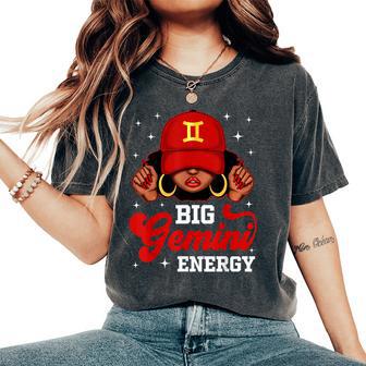 Big Gemini Energy Black Woman With Red Cap Zodiac Women's Oversized Comfort T-Shirt - Thegiftio UK