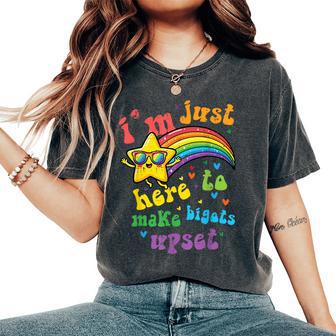 Here To Make Bigots Upset Gay Pride Lgbtq Women Women's Oversized Comfort T-Shirt - Monsterry