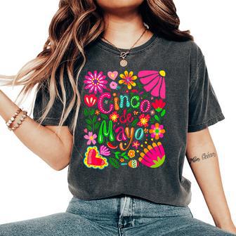 Boho Floral Cinco De Mayo Mexican Party Women Women's Oversized Comfort T-Shirt | Mazezy