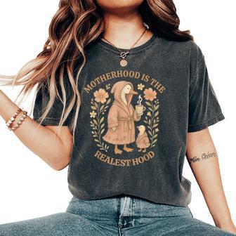 Boho Motherhood Is The Realest Silly Goose Hood Mother Women's Oversized Comfort T-Shirt - Thegiftio UK