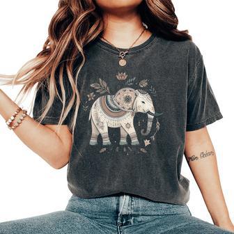 Boho Safari Animal Mandala Elephant Indian Zen Mindfulness Women's Oversized Comfort T-Shirt | Mazezy