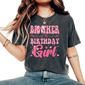 Brother Of The Birthday Girl Family Pink Coquette Bow Women's Oversized Comfort T-Shirt - Thegiftio UK