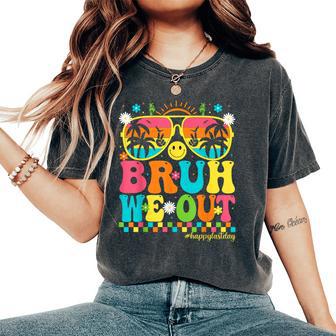 Bruh We Out Teachers Summer Groovy Happy Last Day Of School Women's Oversized Comfort T-Shirt - Thegiftio UK