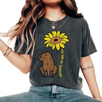 Capybara Sunflower You Are My Sunshine Capy Girls Kids Women's Oversized Comfort T-Shirt - Thegiftio