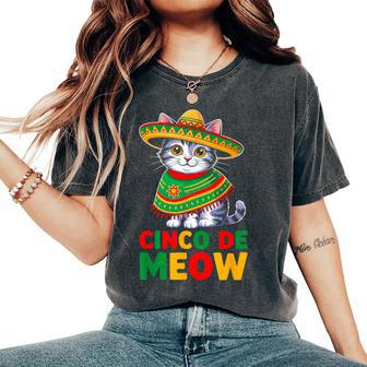 Cat Cinco De Mayo Party Mexican Boys Girls Cinco De Meow Women's Oversized Comfort T-Shirt - Thegiftio UK
