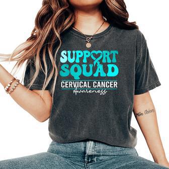 Cervical Cancer Awareness Support Squad Groovy Cervical Women's Oversized Comfort T-Shirt | Mazezy