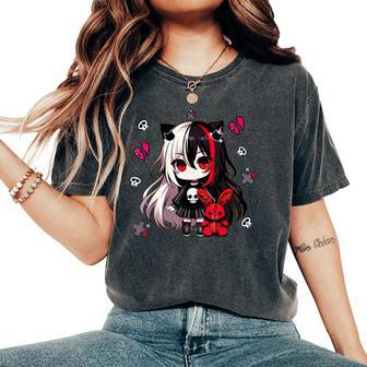Chibi Kawaii Emo Pastel Goth Ragazza Giapponese Raccapricciante Anime T-shirt comoda oversize da donna - Novitaregali