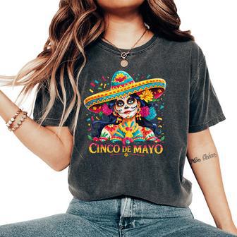 Cinco De Mayo Skull With Sombrero Girls Women's Oversized Comfort T-Shirt - Thegiftio UK