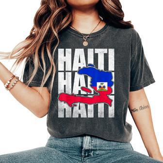 Cool Happy Haitian Flag Day Haiti Map Pride Kids Women's Oversized Comfort T-Shirt - Thegiftio