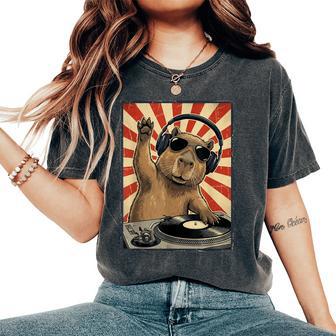 Cool Retro Capybara Dj Capybaras Music Hombres Es Camiseta extragrande cómoda para mujer - Regaloses