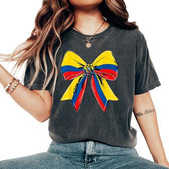 Coquette Bow Ecuador Flag Ecuadorian Girls Roots Pride Women's Oversized Comfort T-Shirt - Thegiftio UK
