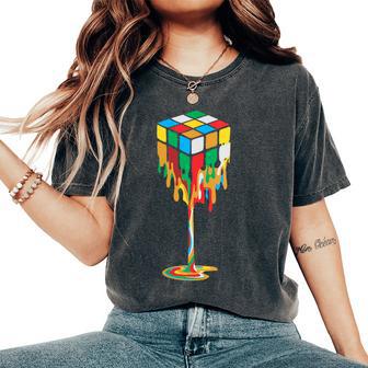 Couleurs Fondues Qui Font Tomber Les Cubes Rubik T-shirt oversize confortable pour femme - Cadeauxyz