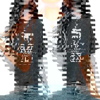 Crazy Horse Girl 、ストレスを感じたエクエストリアン愛好家へのギフト レディースオーバーサイズコンフォートTシャツ - Kawaiitshirt