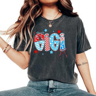 Cute 4Th Of July Gigi Checkered Memorial Day Women's Oversized Comfort T-Shirt - Thegiftio UK