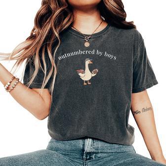 Cute Outnumbered By Boys Goose Boy Mama Women's Oversized Comfort T-Shirt - Thegiftio UK