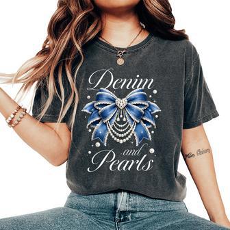 Denim And Pearls Cowgirl Ladies Girls Women Women's Oversized Comfort T-Shirt - Thegiftio UK