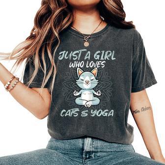 Divertido Refrán Con Motivo Del Yoga & Gato Cat Mum & Cats Camiseta extragrande cómoda para mujer - Regaloses