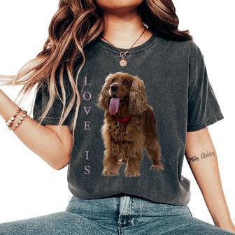 Donna Cockerpaniel Inglese Cane Mamma Papà Love Pet Con Collo A T-shirt comoda oversize da donna - Novitaregali