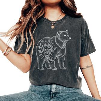 Donna Orso Floreale Con Disegno Di Arte Grafica Floreale Per Donne Con Collo A T-shirt comoda oversize da donna - Novitaregali