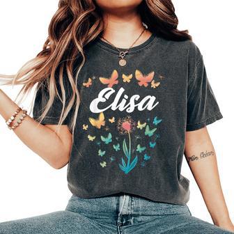 Elisa Compleannoorella Farfalla Dente Di Leone Nome T-shirt comoda oversize da donna - Novitaregali