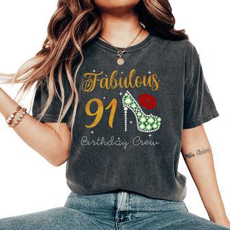 Fabulous Queen 91歳の誕生日クルーパーティ隊のお祝い 長袖tシャツ レディースオーバーサイズコンフォートTシャツ - Kawaiitshirt