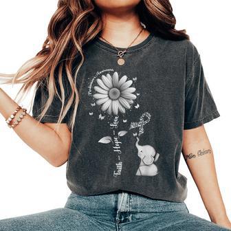 Faith Hope Love Sunflower Elephant Parkinson's Awareness Women's Oversized Comfort T-Shirt - Monsterry