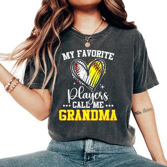 My Favorite Baseball Softball Players Call Me Grandma Heart Women's Oversized Comfort T-Shirt - Thegiftio UK